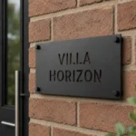 Gepersonaliseerd Naambordje Voordeur van RVS - Horizon Gepersonaliseerd RVS naambordje voordeur met zwarte poedercoating